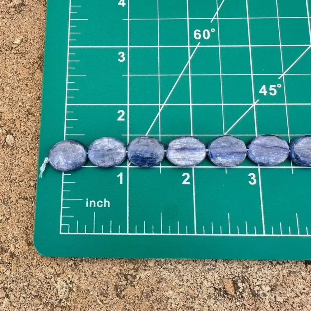 Large Oval Kyanite AAA Bead Gemstone 16 Inch Strand Smooth flat back Coin